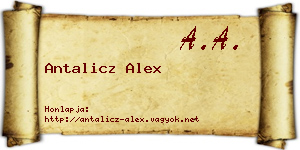 Antalicz Alex névjegykártya